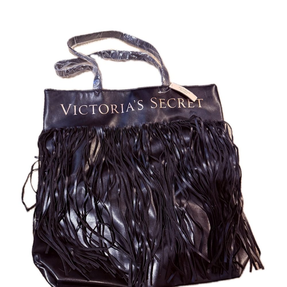 Victoria's Secret Black Tote with Fringe Detailing